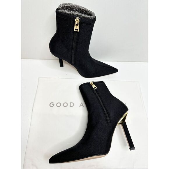 Good American Booties Size 5.5 High Kickstand Black Pointed Toe Neoprene Boot - Picture 7 of 10